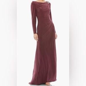 MAC DUGGAL Long Sleeve Jersey Gown